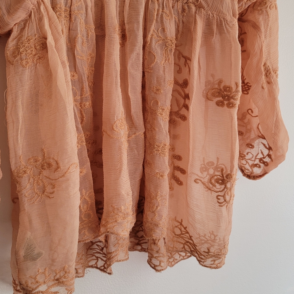 Free People Lace Dress Tunic Lace Up S/M Hippie Boho Renaissance Festival Breezy - Picture 11 of 14